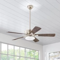 Bergen 52 in. LED Uplight Brushed Nickel Ceiling Fan With Light and Remote Control by Home Decorators Collection -Outlet Home Decorators Collection Store brushed nickel home decorators collection ceiling fans with lights yg680 bn 40 1000