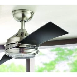 Breckenridge 56 in. LED Indoor Brushed Nickel Ceiling Fan with Remote Control by Home Decorators Collection -Outlet Home Decorators Collection Store brushed nickel home decorators collection ceiling fans without lights yg543 bn 40 1000