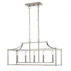 Crestview 5-Light Brushed Nickel Linear Chandelier by Home Decorators Collection