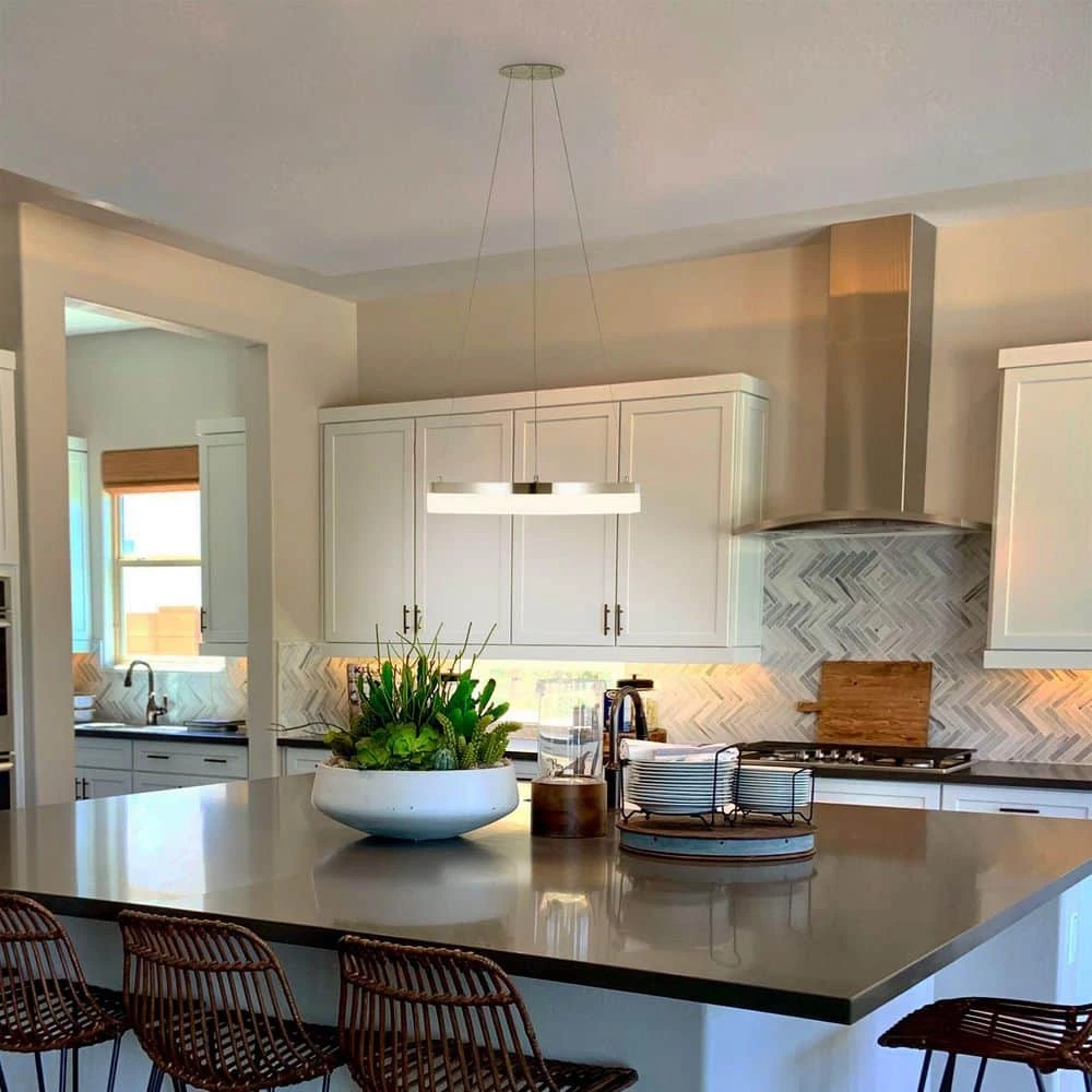 Kipling 35-Watt Integrated LED Brushed Nickel Modern Pendant with Frosted Acrylic Shade by Home Decorators Collection 4 Kipling 35-Watt Integrated LED Brushed Nickel Modern Pendant with Frosted Acrylic Shade by Home Decorators Collection - Image 2