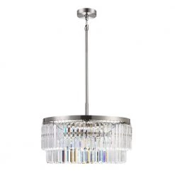 Winthrop 3-Light Brushed Nickel Crystal Chandelier for Dining Room by Home Decorators Collection