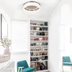 13.75 in. 21-Watt Brushed Nickel Integrated LED Ceiling Flush Mount by Home Decorators Collection -Outlet Home Decorators Collection Store brushed nickel home decorators collection flush mount lights 20747 001 40 1000