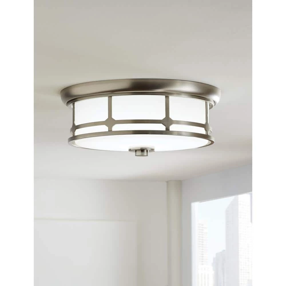 Portland Court 14 in. Brushed Nickel LED Flush Mount Ceiling Light by Home Decorators Collection 4 Portland Court 14 in. Brushed Nickel LED Flush Mount Ceiling Light by Home Decorators Collection - Image 2