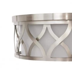 3-Light Brushed Nickel Flush Mount with Etched White Glass by Home Decorators Collection -Outlet Home Decorators Collection Store brushed nickel home decorators collection flush mount lights 23956 4f 1000
