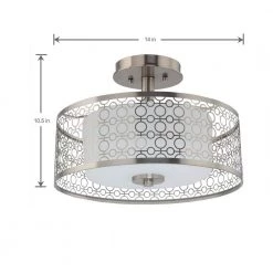 Toberon 14 in. 1-Light Brushed Nickel LED Semi Flush Mount Ceiling Light by Home Decorators Collection -Outlet Home Decorators Collection Store brushed nickel home decorators collection flush mount lights 7914hdc 1d 1000