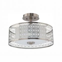 Toberon 14 in. 1-Light Brushed Nickel LED Semi Flush Mount Ceiling Light by Home Decorators Collection