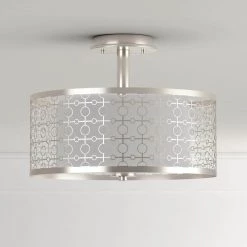 Toberon 14 in. 1-Light Brushed Nickel LED Semi Flush Mount Ceiling Light by Home Decorators Collection -Outlet Home Decorators Collection Store brushed nickel home decorators collection flush mount lights 7914hdc a0 1000