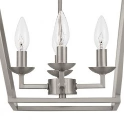 Weyburn 16.5 in. 4-Light Brushed Nickel Lantern Farmhouse Semi-Flush Mount Kitchen Ceiling Light Fixture by Home Decorators Collection -Outlet Home Decorators Collection Store brushed nickel home decorators collection flush mount lights c5596 bn 40 1000