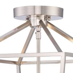 Weyburn 16.5 in. 4-Light Brushed Nickel Lantern Farmhouse Semi-Flush Mount Kitchen Ceiling Light Fixture by Home Decorators Collection -Outlet Home Decorators Collection Store brushed nickel home decorators collection flush mount lights c5596 bn 44 1000