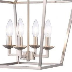 Weyburn 16.5 in. 4-Light Brushed Nickel Lantern Farmhouse Semi-Flush Mount Kitchen Ceiling Light Fixture by Home Decorators Collection -Outlet Home Decorators Collection Store brushed nickel home decorators collection flush mount lights c5596 bn 4f 1000