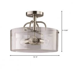 Shirwell 3-Light Brushed Nickel Semi-Flush Mount with Clear Glass Shade by Home Decorators Collection 11 Shirwell 3-Light Brushed Nickel Semi-Flush Mount with Clear Glass Shade by Home Decorators Collection -Outlet Home Decorators Collection Store brushed nickel home decorators collection flush mount lights ds18178 40 1000