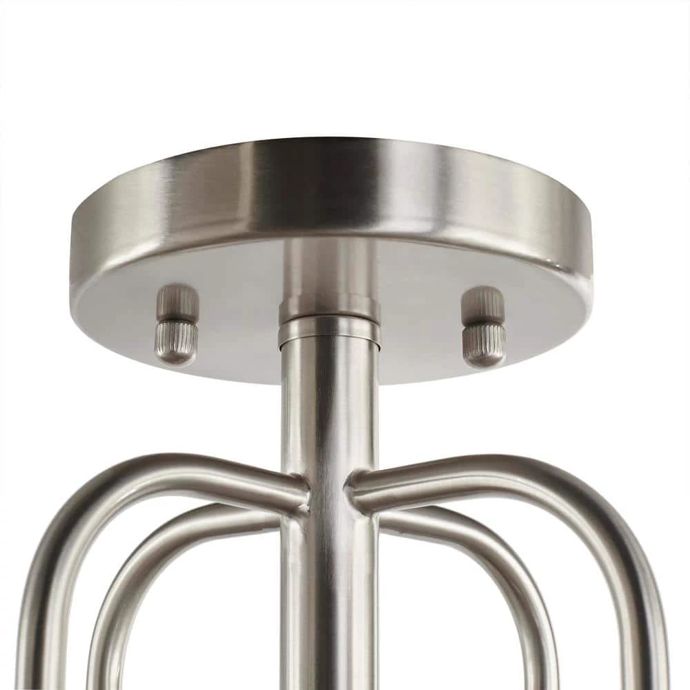 Shirwell 3-Light Brushed Nickel Semi-Flush Mount with Clear Glass Shade by Home Decorators Collection 7 Shirwell 3-Light Brushed Nickel Semi-Flush Mount with Clear Glass Shade by Home Decorators Collection - Image 5