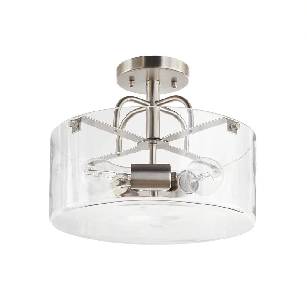 Shirwell 3-Light Brushed Nickel Semi-Flush Mount with Clear Glass Shade by Home Decorators Collection 8 Shirwell 3-Light Brushed Nickel Semi-Flush Mount with Clear Glass Shade by Home Decorators Collection - Image 6