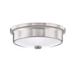 Versailles 12 in. Brushed Nickel LED Flush Mount Ceiling Light with White Glass Shade by Home Decorators Collection -Outlet Home Decorators Collection Store brushed nickel home decorators collection flush mount lights hd 1559bn 1d 1000