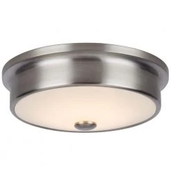 Versailles 12 in. Brushed Nickel LED Flush Mount Ceiling Light with White Glass Shade by Home Decorators Collection
