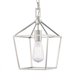 Weyburn 1-Light Caged Brushed Nickel Farmhouse Hanging Mini Kitchen Pendant Light by Home Decorators Collection -Outlet Home Decorators Collection Store brushed nickel home decorators collection pendant lights 16201 bn 4f 1000