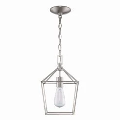 Weyburn 1-Light Caged Brushed Nickel Farmhouse Hanging Mini Kitchen Pendant Light by Home Decorators Collection