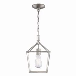 Weyburn 1-Light Caged Brushed Nickel Farmhouse Hanging Mini Kitchen Pendant Light by Home Decorators Collection -Outlet Home Decorators Collection Store brushed nickel home decorators collection pendant lights 16201 bn 77 1000