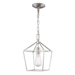 Weyburn 1-Light Caged Brushed Nickel Farmhouse Hanging Mini Kitchen Pendant Light by Home Decorators Collection -Outlet Home Decorators Collection Store brushed nickel home decorators collection pendant lights 16201 bn c3 1000