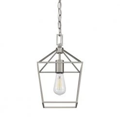 Weyburn 1-Light Caged Brushed Nickel Farmhouse Hanging Mini Kitchen Pendant Light by Home Decorators Collection -Outlet Home Decorators Collection Store brushed nickel home decorators collection pendant lights 16201 bn fa 1000