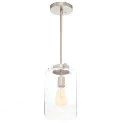 Mullins 1-Light Brushed Nickel Mini Pendant with Clear Glass Shade by Home Decorators Collection -Outlet Home Decorators Collection Store brushed nickel home decorators collection pendant lights 27228 44 1000