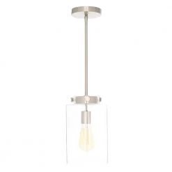 Mullins 1-Light Brushed Nickel Mini Pendant with Clear Glass Shade by Home Decorators Collection -Outlet Home Decorators Collection Store brushed nickel home decorators collection pendant lights 27228 66 1000