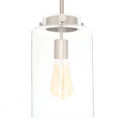 Mullins 1-Light Brushed Nickel Mini Pendant with Clear Glass Shade by Home Decorators Collection -Outlet Home Decorators Collection Store brushed nickel home decorators collection pendant lights 27228 d4 1000