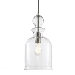 8.38 in. 1-Light Brushed Nickel Pendant with Clear Glass Shade by Home Decorators Collection