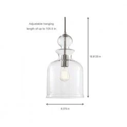 8.38 in. 1-Light Brushed Nickel Pendant with Clear Glass Shade by Home Decorators Collection 11 8.38 in. 1-Light Brushed Nickel Pendant with Clear Glass Shade by Home Decorators Collection -Outlet Home Decorators Collection Store brushed nickel home decorators collection pendant lights 7942hdc d4 1000