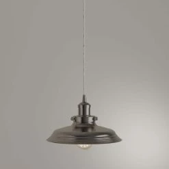 1-Light Vintage Brushed Nickel Shade Pendant with Solid Case Socket Holder by Home Decorators Collection -Outlet Home Decorators Collection Store brushed nickel home decorators collection pendant lights tnp39111 d4 1000