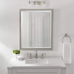 Halyn 23 in. 3-Light Brushed Nickel Bathroom Vanity Light with Clear Glass Shades by Home Decorators Collection -Outlet Home Decorators Collection Store brushed nickel home decorators collection vanity lighting 1019hdcbndi 31 1000