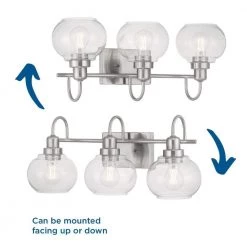 Halyn 23 in. 3-Light Brushed Nickel Bathroom Vanity Light with Clear Glass Shades by Home Decorators Collection -Outlet Home Decorators Collection Store brushed nickel home decorators collection vanity lighting 1019hdcbndi 40 1000