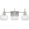 Halyn 23 in. 3-Light Brushed Nickel Bathroom Vanity Light with Clear Glass Shades by Home Decorators Collection -Outlet Home Decorators Collection Store brushed nickel home decorators collection vanity lighting 1019hdcbndi 64 1000