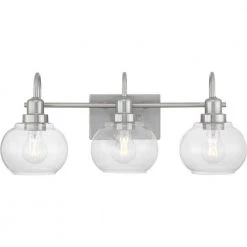 Halyn 23 in. 3-Light Brushed Nickel Bathroom Vanity Light with Clear Glass Shades by Home Decorators Collection
