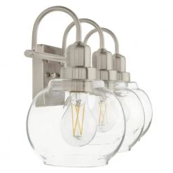 Halyn 23 in. 3-Light Brushed Nickel Bathroom Vanity Light with Clear Glass Shades by Home Decorators Collection -Outlet Home Decorators Collection Store brushed nickel home decorators collection vanity lighting 1019hdcbndi 77 1000