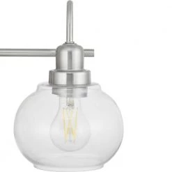 Halyn 23 in. 3-Light Brushed Nickel Bathroom Vanity Light with Clear Glass Shades by Home Decorators Collection -Outlet Home Decorators Collection Store brushed nickel home decorators collection vanity lighting 1019hdcbndi fa 1000
