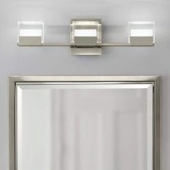 VICINO 3-Light Brushed Nickel Integrated LED Bathroom Vanity Light Bar by Home Decorators Collection -Outlet Home Decorators Collection Store brushed nickel home decorators collection vanity lighting 204984a 40 1000