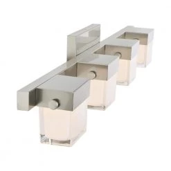 40-Watt Equivalent 4-Light Brushed Nickel Integrated LED Vanity Light with White Glass by Home Decorators Collection -Outlet Home Decorators Collection Store brushed nickel home decorators collection vanity lighting 22814 44 1000