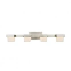 40-Watt Equivalent 4-Light Brushed Nickel Integrated LED Vanity Light with White Glass by Home Decorators Collection