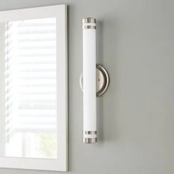 Otez Brushed Nickel LED Vanity Light with Tube Etched Glass by Home Decorators Collection -Outlet Home Decorators Collection Store brushed nickel home decorators collection vanity lighting 22832 1d 1000