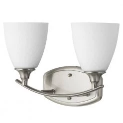Stansbury Collection 2-Light Brushed Nickel Bathroom Vanity Light with Glass Shades by Home Decorators Collection -Outlet Home Decorators Collection Store brushed nickel home decorators collection vanity lighting 7918hdc 1d 1000