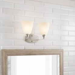 Stansbury Collection 2-Light Brushed Nickel Bathroom Vanity Light with Glass Shades by Home Decorators Collection -Outlet Home Decorators Collection Store brushed nickel home decorators collection vanity lighting 7918hdc d4 1000