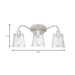 Archdale 3-Light Brushed Nickel Vanity Light with Clear Water Glass by Home Decorators Collection -Outlet Home Decorators Collection Store brushed nickel home decorators collection vanity lighting 7985hdcbn 40 1000