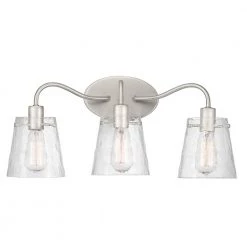 Archdale 3-Light Brushed Nickel Vanity Light with Clear Water Glass by Home Decorators Collection
