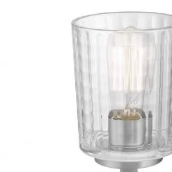 Westlyn 4-Light Brushed Nickel Vanity Light with Clear Optic Glass Shades by Home Decorators Collection -Outlet Home Decorators Collection Store brushed nickel home decorators collection vanity lighting 8004hdcbn 4f 1000