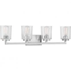 Westlyn 4-Light Brushed Nickel Vanity Light with Clear Optic Glass Shades by Home Decorators Collection