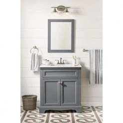 Glenhurst 16 in. 2-Light Brushed Nickel Farmhouse Bathroom Vanity Light Fixture with Metal Shades by Home Decorators Collection -Outlet Home Decorators Collection Store brushed nickel home decorators collection vanity lighting hd 8002 bn 44 1000