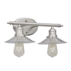 Glenhurst 16 in. 2-Light Brushed Nickel Farmhouse Bathroom Vanity Light Fixture with Metal Shades by Home Decorators Collection -Outlet Home Decorators Collection Store brushed nickel home decorators collection vanity lighting hd 8002 bn 4f 1000