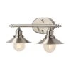 Glenhurst 16 in. 2-Light Brushed Nickel Farmhouse Bathroom Vanity Light Fixture with Metal Shades by Home Decorators Collection -Outlet Home Decorators Collection Store brushed nickel home decorators collection vanity lighting hd 8002 bn 64 1000
