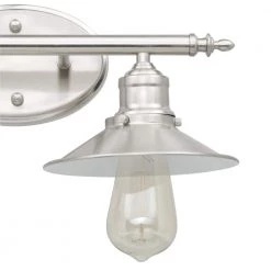 Glenhurst 16 in. 2-Light Brushed Nickel Farmhouse Bathroom Vanity Light Fixture with Metal Shades by Home Decorators Collection -Outlet Home Decorators Collection Store brushed nickel home decorators collection vanity lighting hd 8002 bn 66 1000